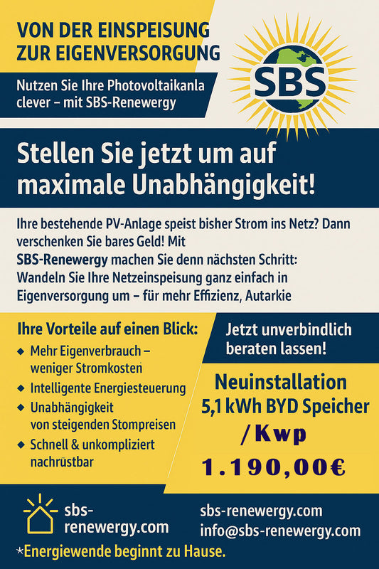 REPOWERING Ü20- 6,4 auf  8,0 kWp inkl. 5,1 Speicher inkl. Montage